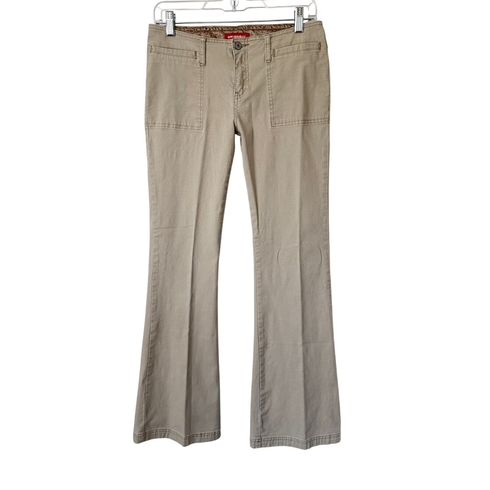 Vintage UNIONBAY Khaki‎ Flare Bell Bottom Pants Y2K Utility Gorpcore Skater Sz 9